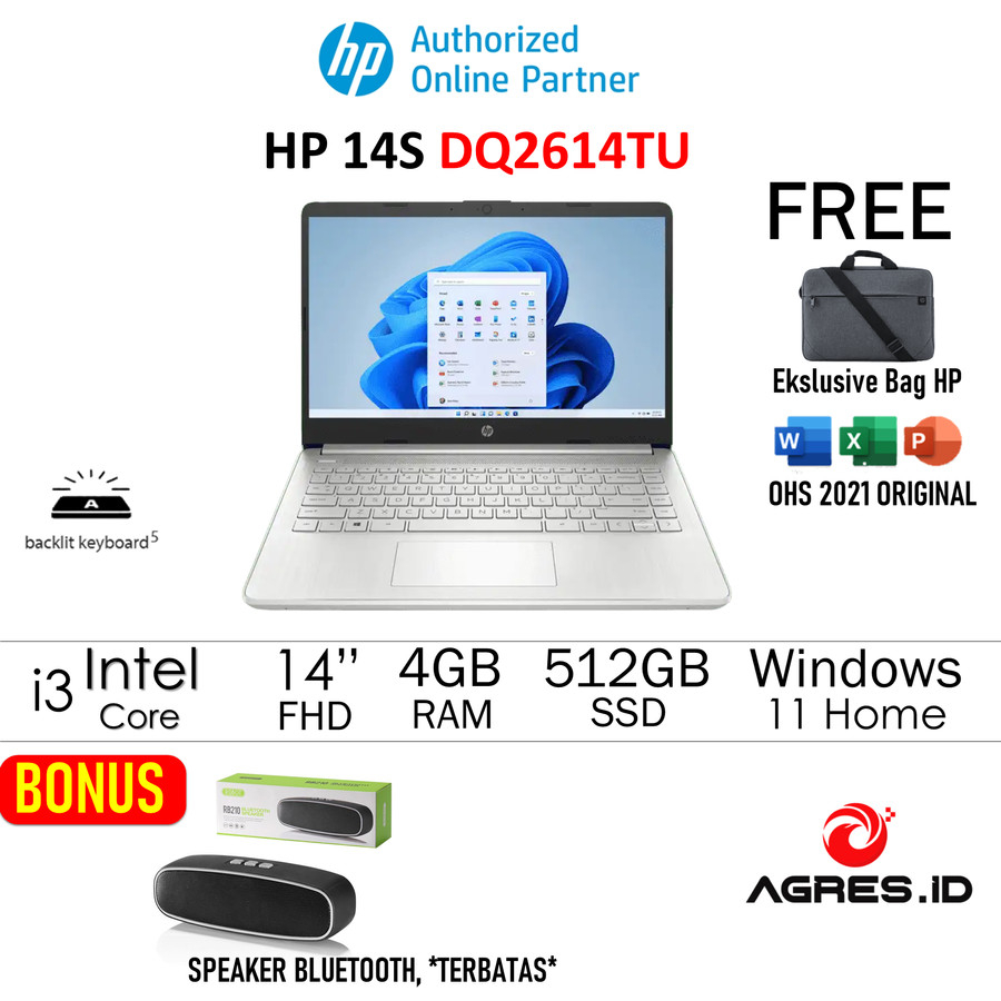 Jual Cicilan Murah Laptop Hp 14s Dq2622tu Dq2614tu Dq2629tu Intel I3 1115g4 8gb512ssd 3915