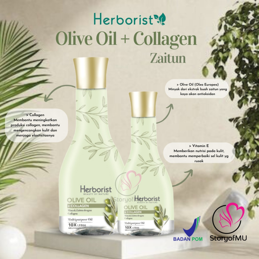 Jual HERBORIST Olive Oil + Collagen Zaitun 75ml 150ml Pelembab