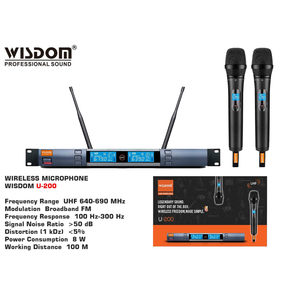 Jual mic wireless WISDOM U 200 original u200 microphone pegang handheld ...