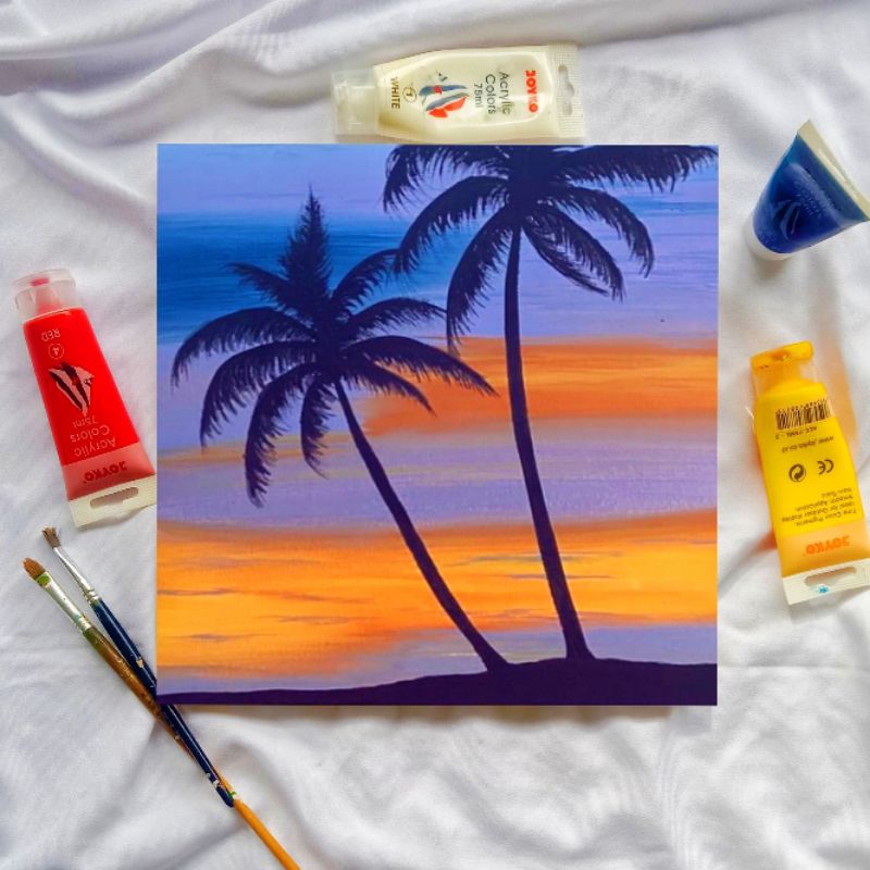 Jual Lukisan Dinding Aesthetic 30x30cm Kelapa Dua / Hiasan Dinding