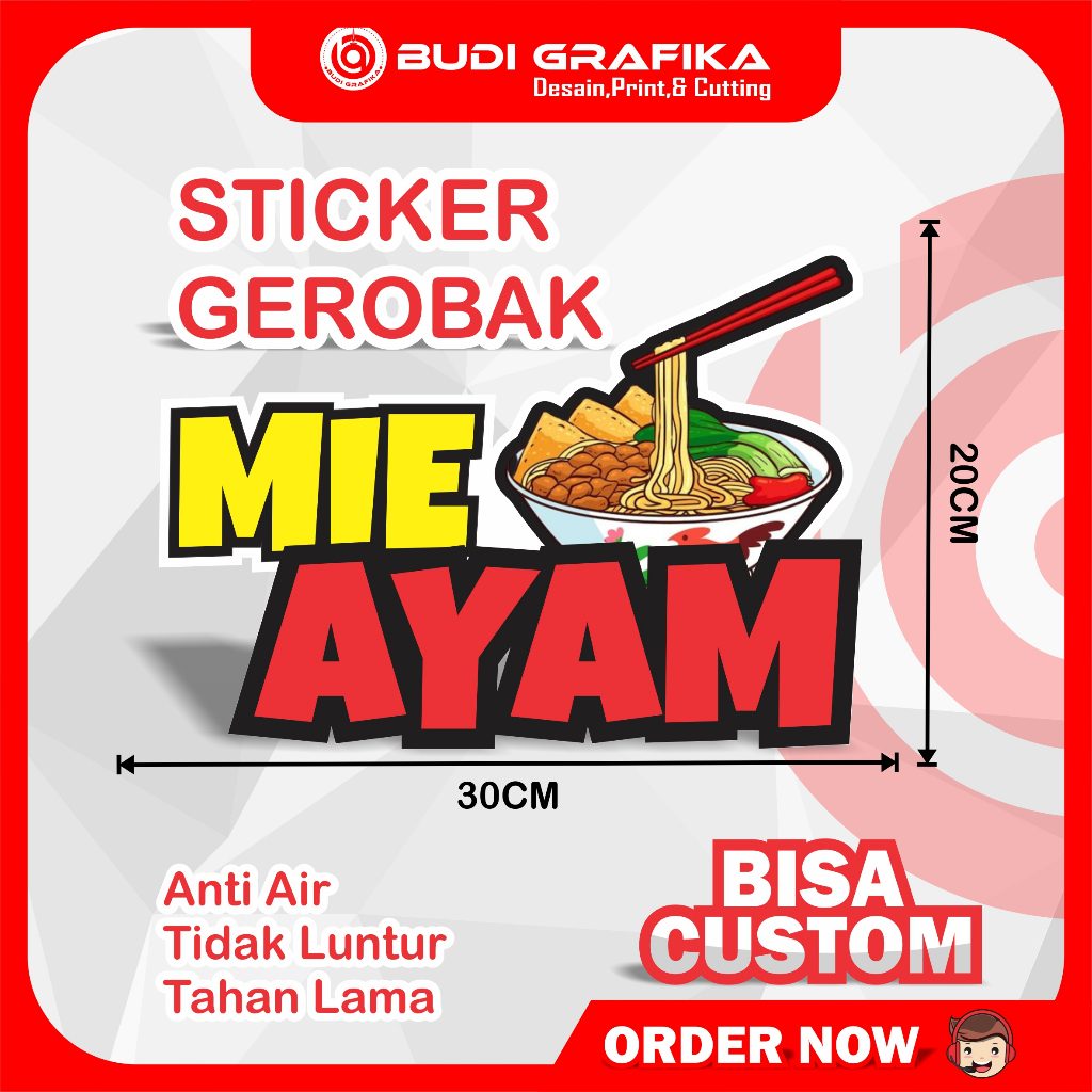 Jual Sticker Etalase Sticker Gerobak Sticker Nama Usaha Sticker Mie