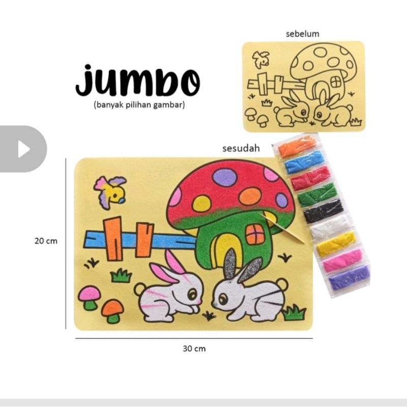 Jual sand art painting / mainan mewarnai lukisan pasir jumbo (ukr