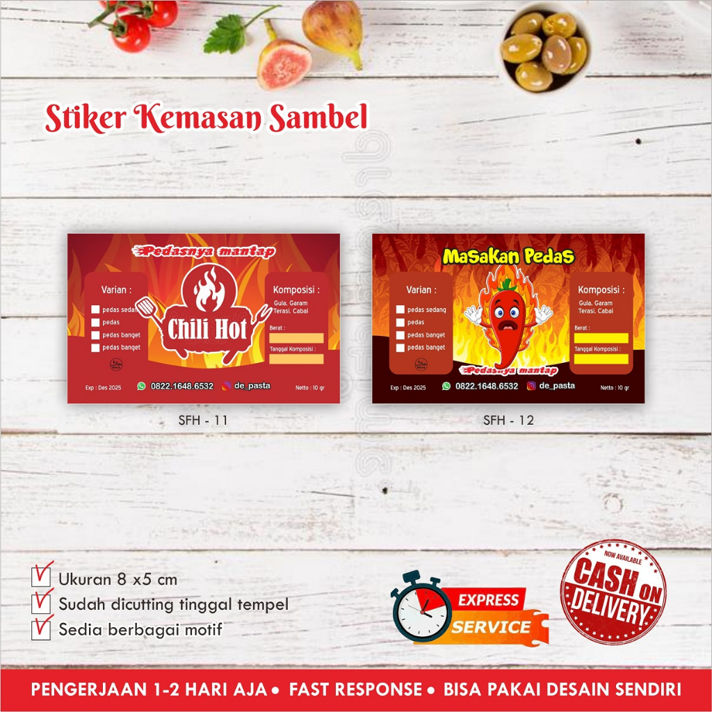 Jual Stiker sambal pedas bulat Cromo / Label kemasan makanan / seblak ...