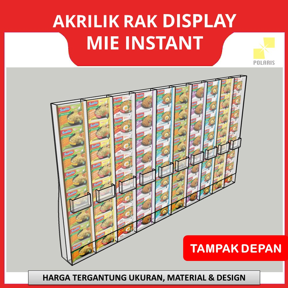 Jual Rak Acrylic Warmindo Display Mie Instant Rak Indomie Akrilik Tempat Mi Slot Ukuran