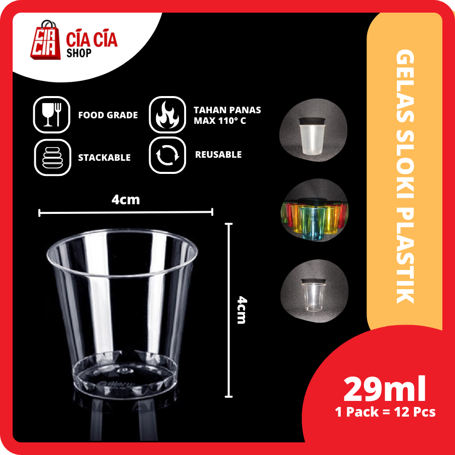 Jual Gelas Sloki Plastik Shot Glass Bening Warna Warni Gelas Seloki 12 Pcs Shopee Indonesia 6599