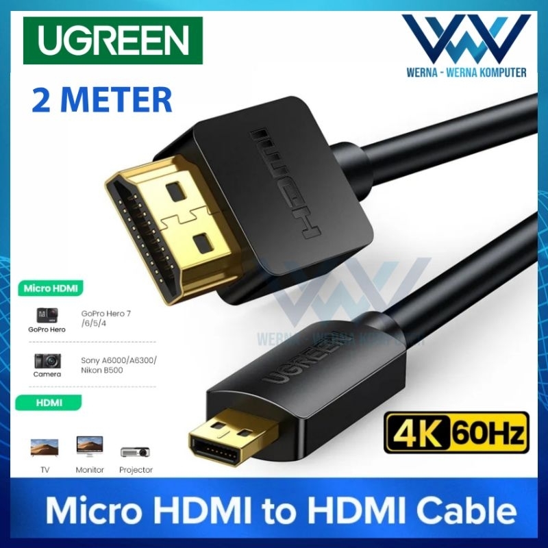Cable Adaptador Micro HDMI A HDMI 4K 60Hz Para GoPro Y Cámaras - 6 Pies (1.8m) Con Conectores Dorados