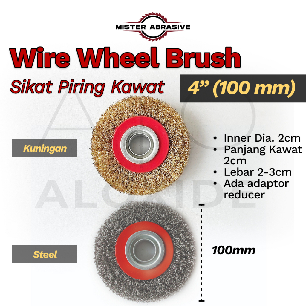 Jual 4 In Wire Wheel Brush 100 mm Brass Sikat Kawat Baja Piring ...