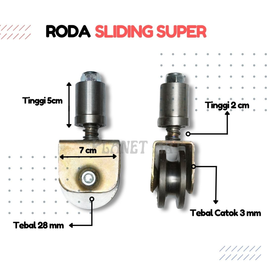 Jual RODA PAGAR SLIDING 7CM ANTI ANJLOK BESI AS SUPER SOLUSI PAGAR