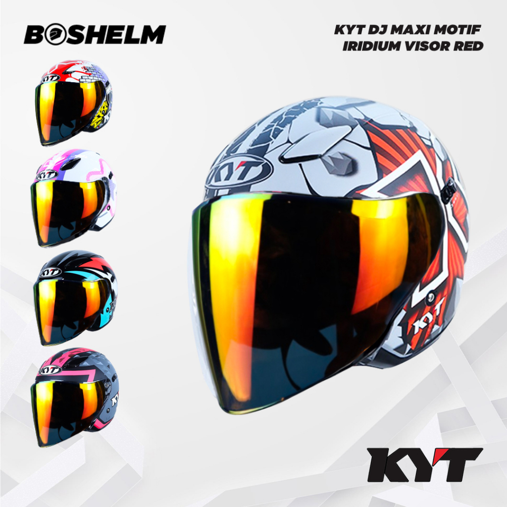Jual BOSHELM Helm KYT DJ MAXI MOTIF Iridium Visor NORISK RED Half Face ...