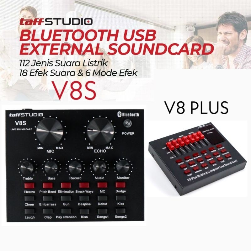 Jual Taffstudio Soundcard V8 Bluetooth MIXER AUDIO Usb External Mixer ...