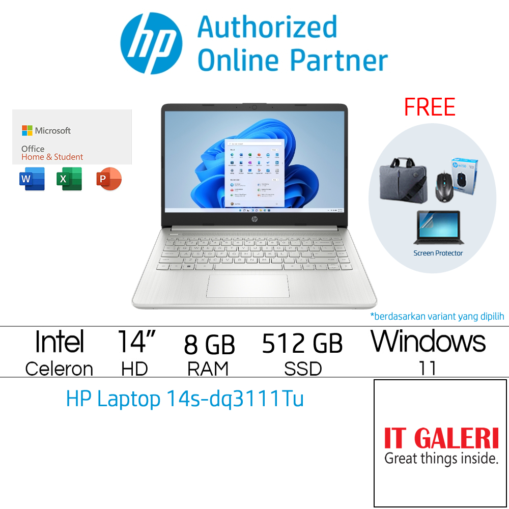 Jual Laptop Hp 14s Dq3111tu Intel® Celeron® N4500 Ram 8gb Ssd 512gb Layar 140 Hd 8679