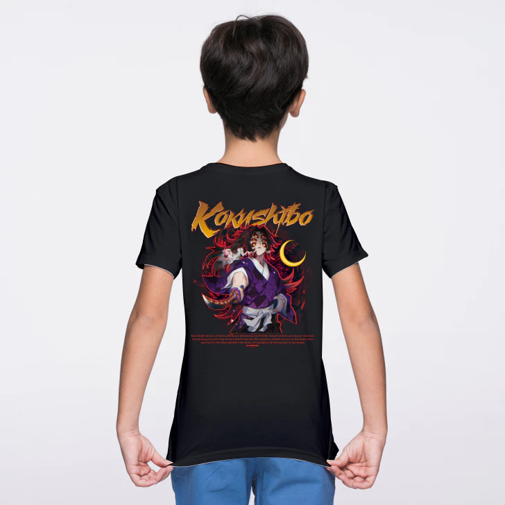 Baju Kaos Distro Anak Gambar KOKUSHIBO DEVIL DEMON SLAYER