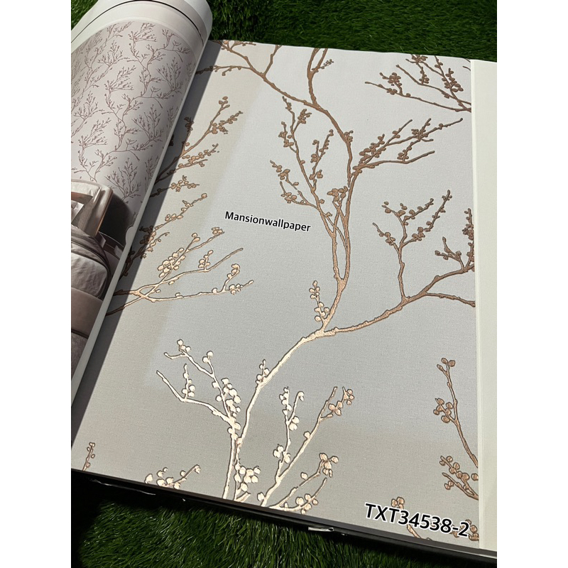 Jual Wallpaper Dinding Korea Ranting Daun Elegan Metalik Glowing Gold ...