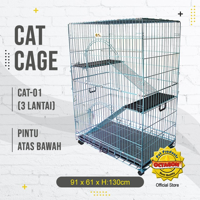 Jual Kandang Kucing Tingkat Octagon size 91X61X130Cm Cat Cage Rumah ...