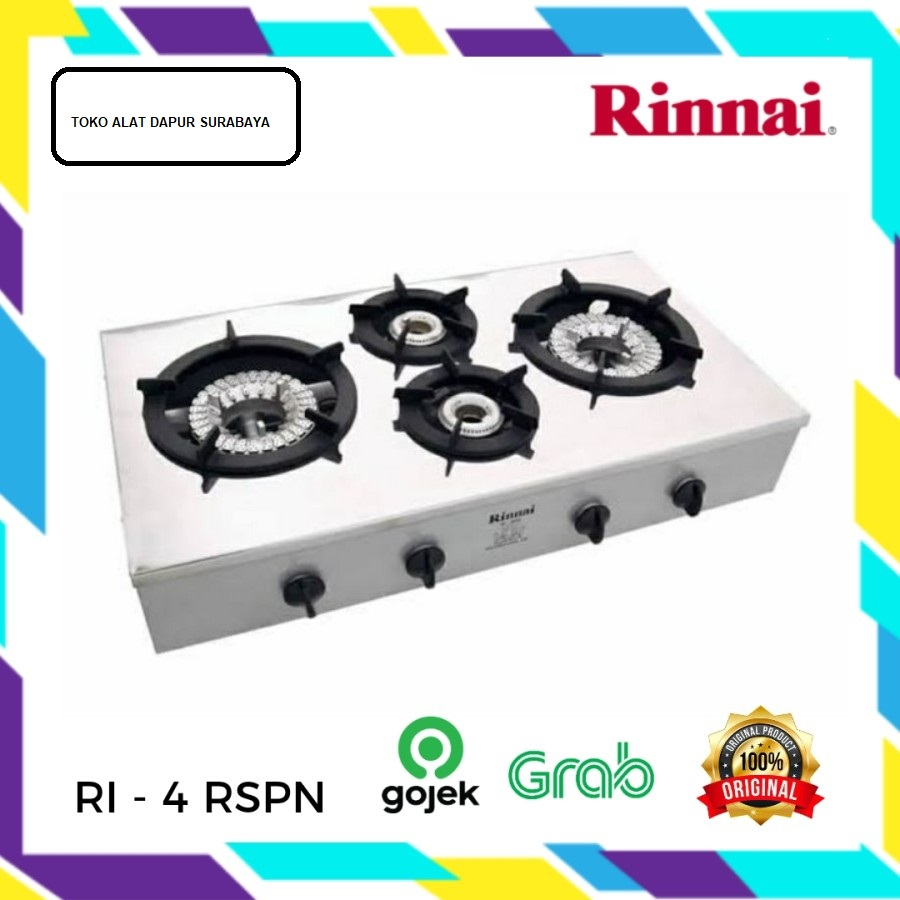Jual Kompor Gas Rinnai 4 Tungku Besi Cor Professional RI 4RSPN 4 RSPN ...