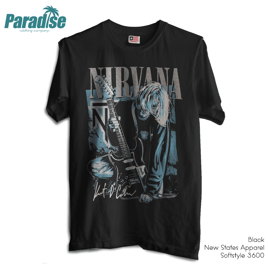 Jual PARADISE Baju Kaos Band Nirvana - Kurt D. Cobain Guitar | Shopee ...