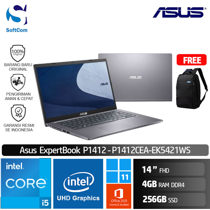 Jual Asus Expertbook P1412cea Ek5421ws I5 1135g7 4gb 256gb Ssd W11 Ohs