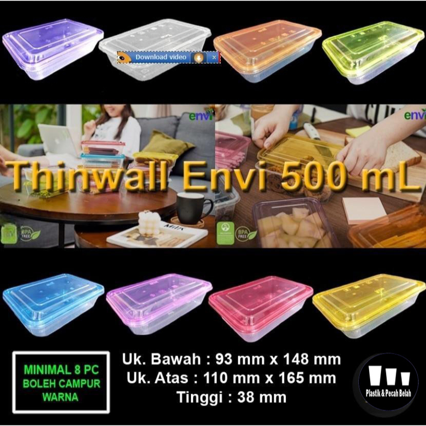 Jual Thinwall Envi 650ml Thinwall Anti Pecah Thinwall 650ml Kotak