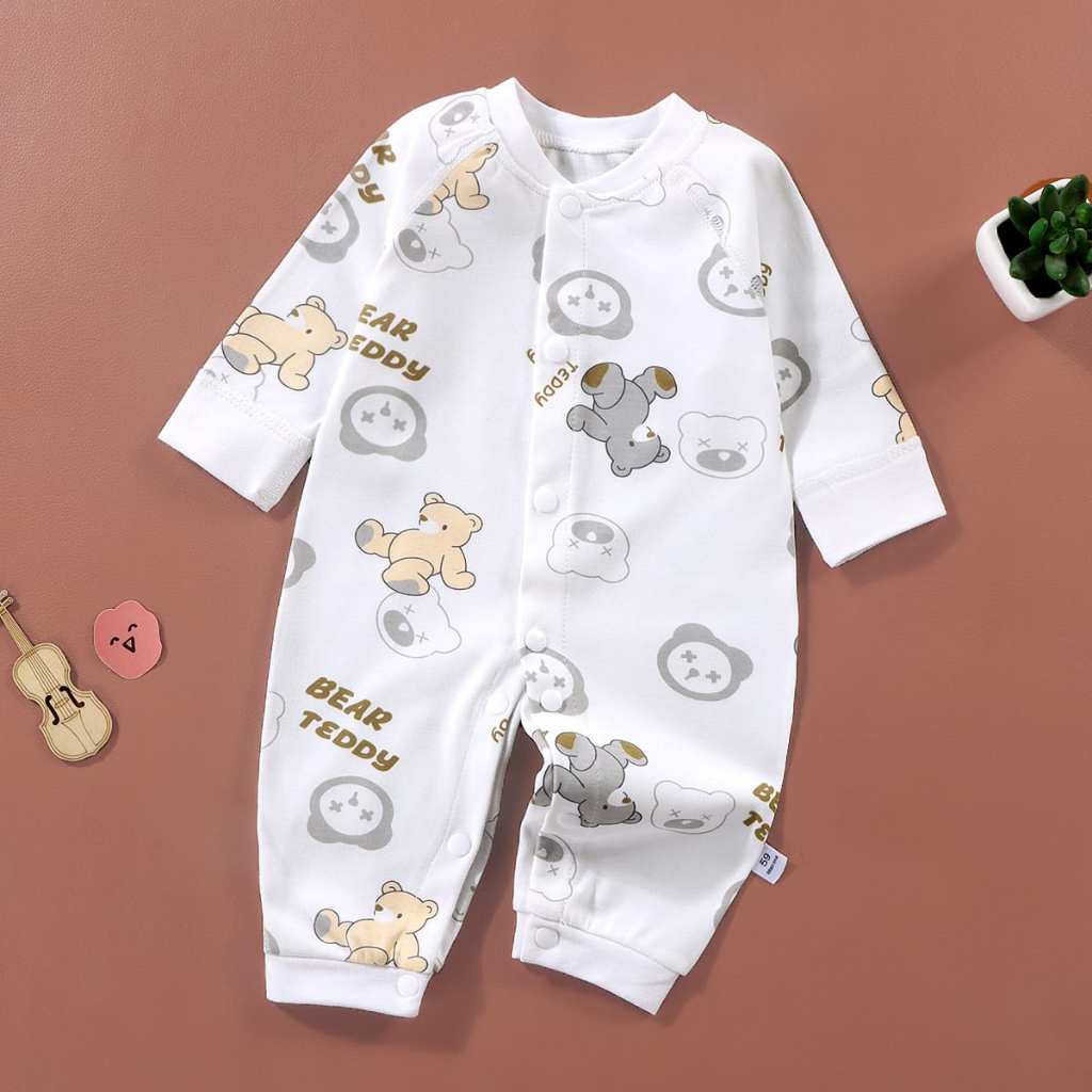 Jual Baju Bayi Newborn Jumpsuit Bodysuit Lengan Panjang Kancing Tengah 0 12 Bulan Shopee Indonesia