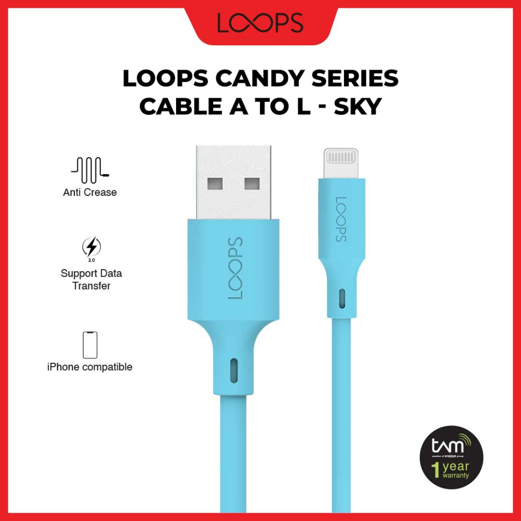 Jual LOOPS Candy Series Cable A to L - Sky | Shopee Indonesia