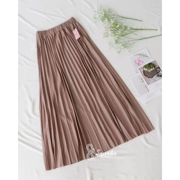 SQUADA ROK PLISKET PREMIUM A Line Mayung 18 Warna Lengkap Hitam Putih Navy Pastel Coklat Milo