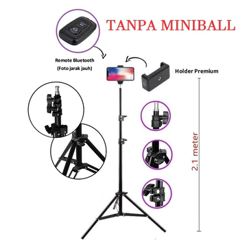 Paket Komplit Tripod 2.1M Mini Ball Head Ball Holder Premium Holder E Tomsis 1 Tombol