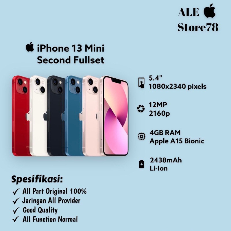 Jual iPhone 13 Mini 128GB/256GB/512GB/1TB Seken Fullset Mulus Like New Shopee Indonesia