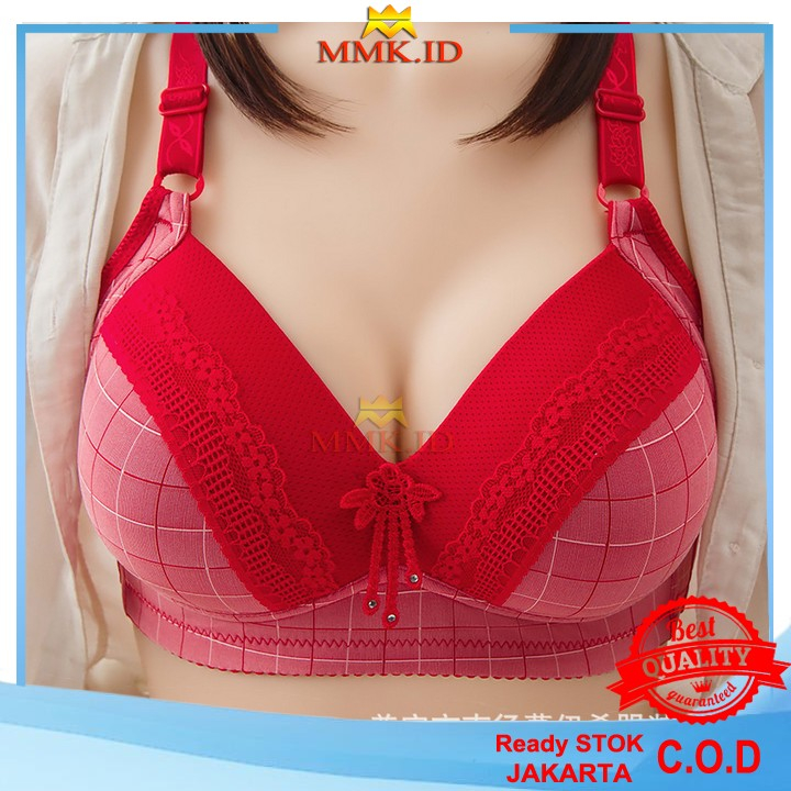 Bra Wanita Ukuran Jumbo Bh Big Size Motif Kotak Busa Tebal Import