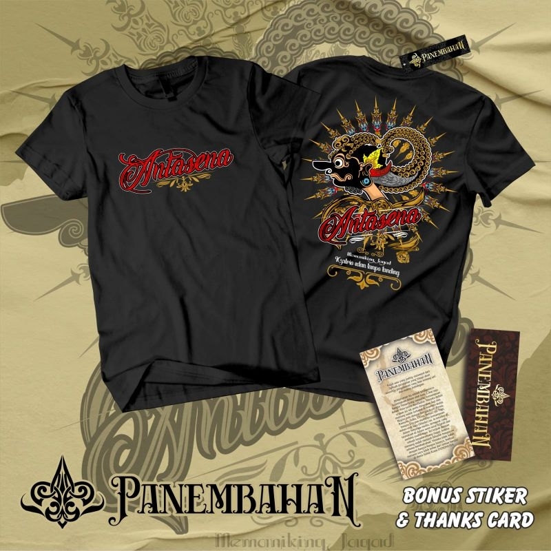 Jual Panembahan Kaos Jawa Wayang Antasena Lengan Pendek 2 Warna Hitam