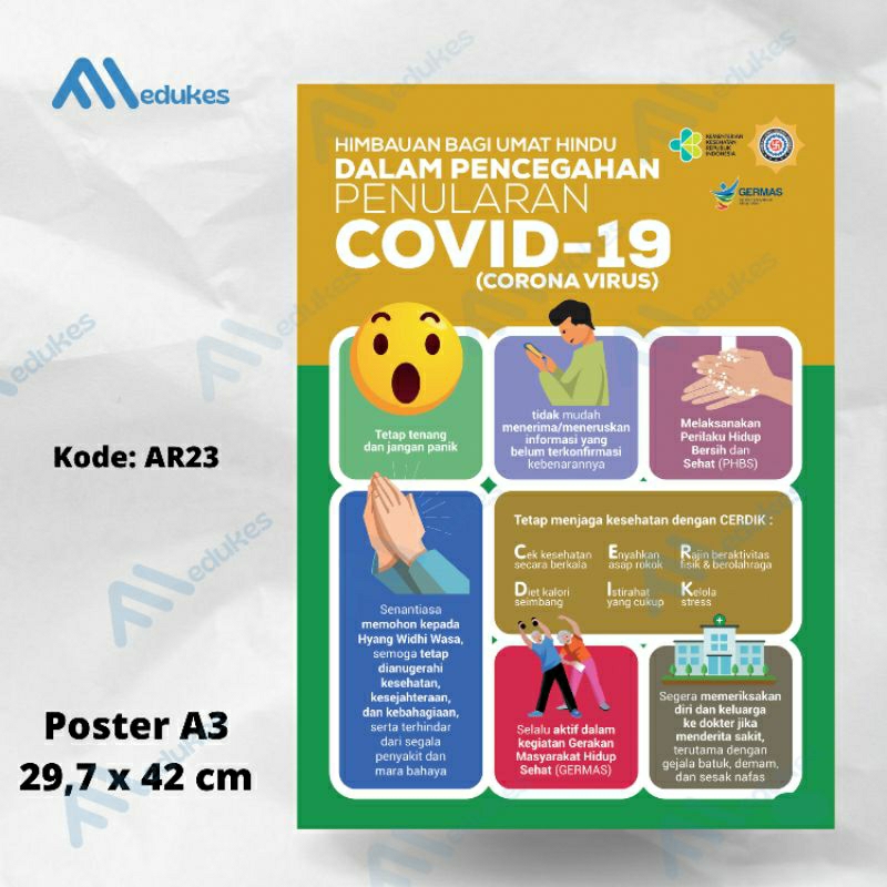 Jual Poster Himbauan Pencegahan COVID-19 Bagi Umat Hindu | Shopee Indonesia