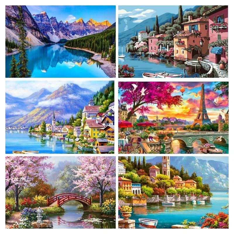 Jual DIY Canvas Painting By Numbers Kit Lukisan Kanvas Cat 40 X 50CM ...