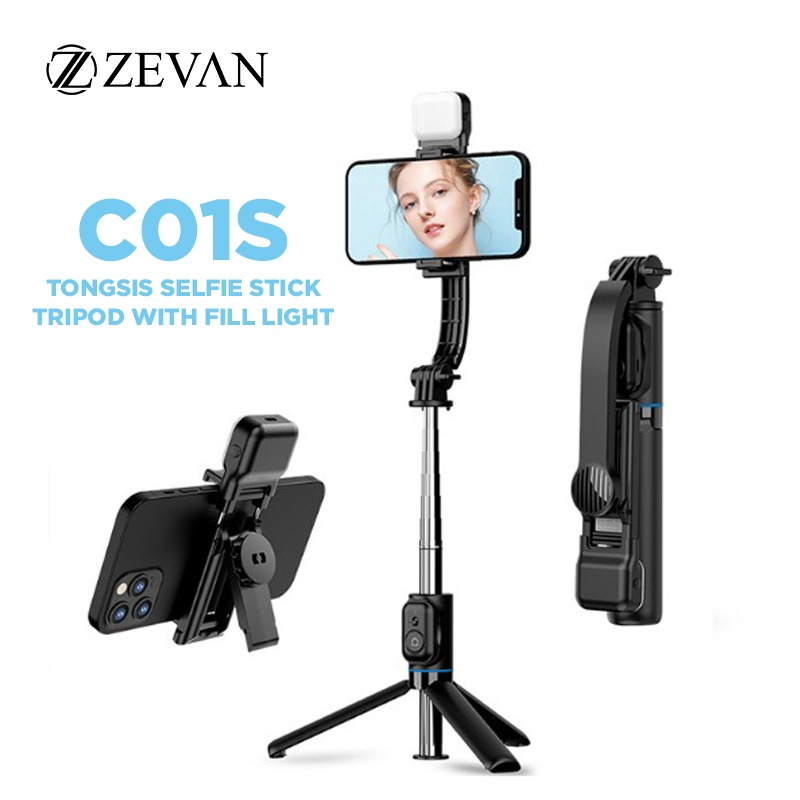 Jual ZEVAN Tripod Stick Bluetooth Fill Light C01S Detachable Handphone