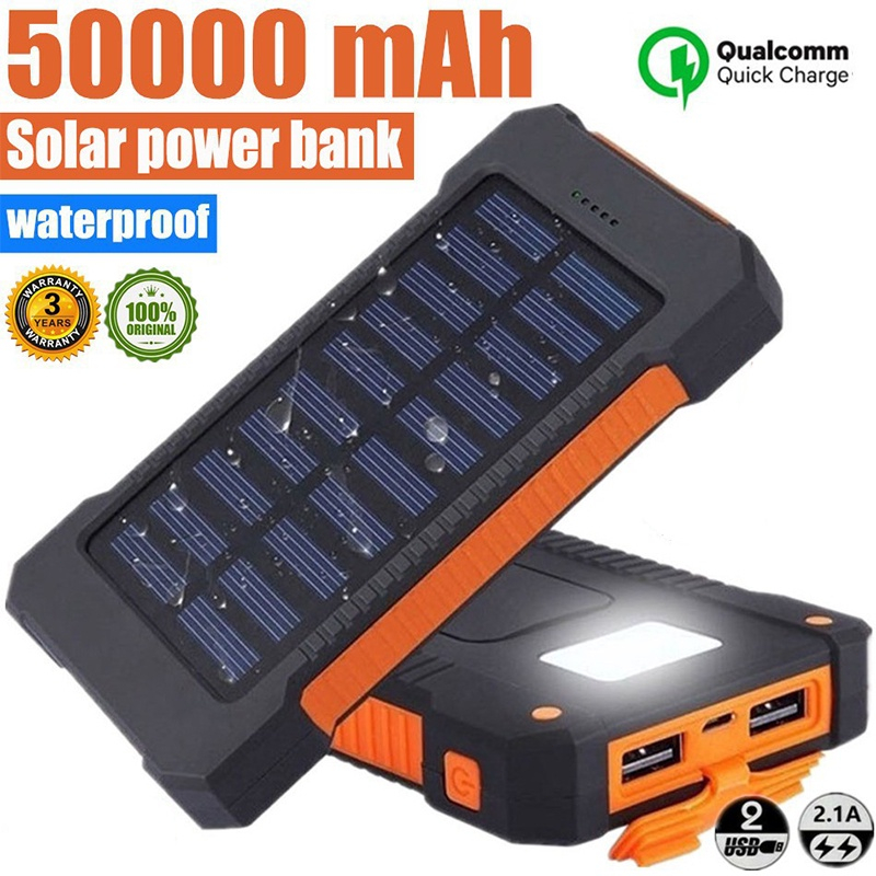 Jual 50000 mAh Powerbank Solar Cell Tenaga Matahari Dual USB Flashlight ...