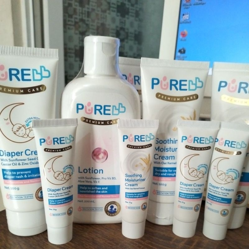 Jual Purebb Lotion Baby 200ml/DIaper cream 100g/Soothing Cream 100g
