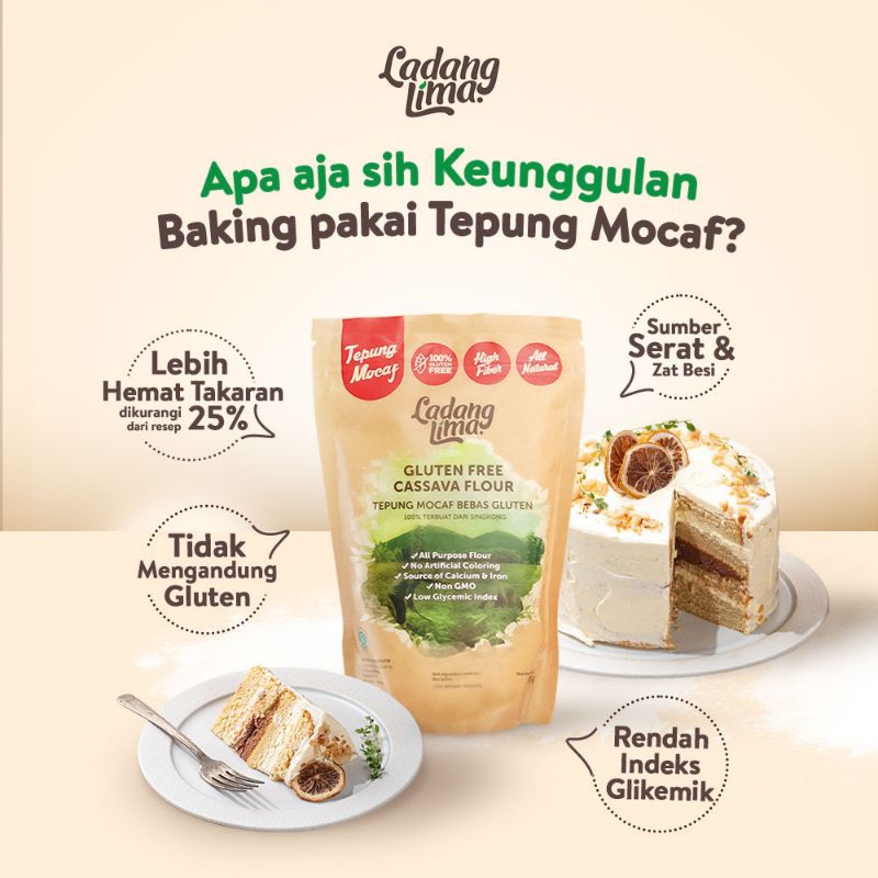 Jual Tepung Mocaf Ladang Lima 500gr Tepung Gluten Free Cassava flour