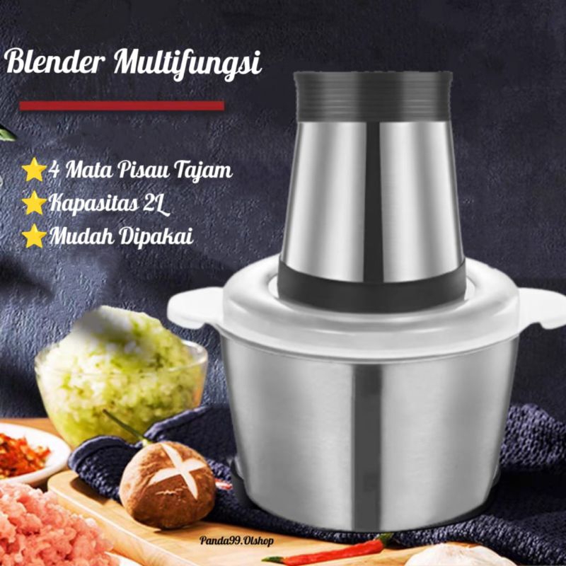 Jual Blender Chopper Stainless Steel 2L Penggiling Bumbu Daging Sayur ⭐ ...