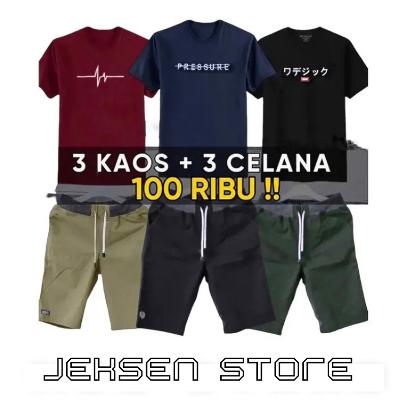 Jual Paket Bundle Ribu Dapat Kaos Celana Pendek Chinos