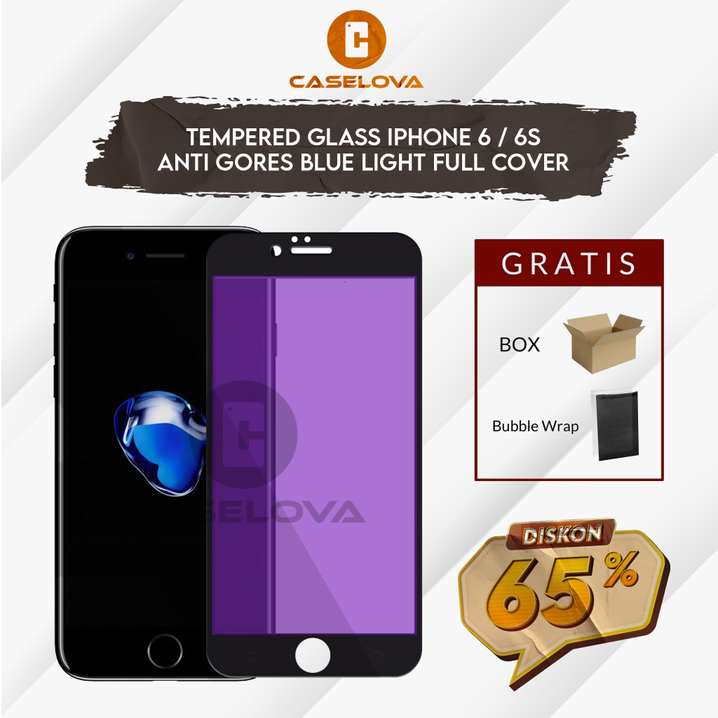 Jual ANTI GORES BLUE LIGHT Iphone 6 / 6s Full Cover Tempered Glass