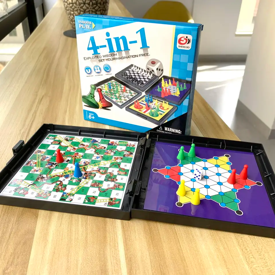 Jual Mainan Magnetic Board 4 in 1 Catur Ludo Halma & Ular Tangga ...