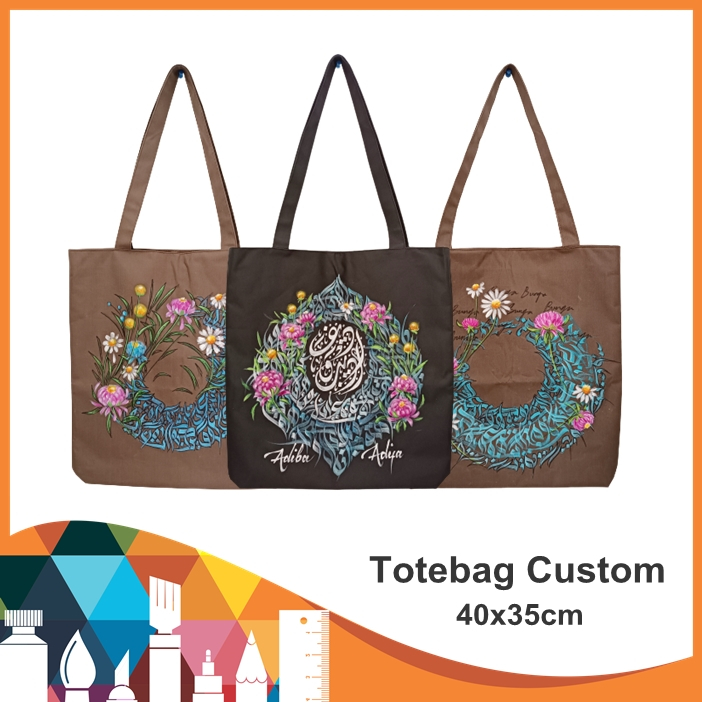 Jual Totebag Lukis Custom 40x35cm / Tote Bag / Totebag Kaligrafi