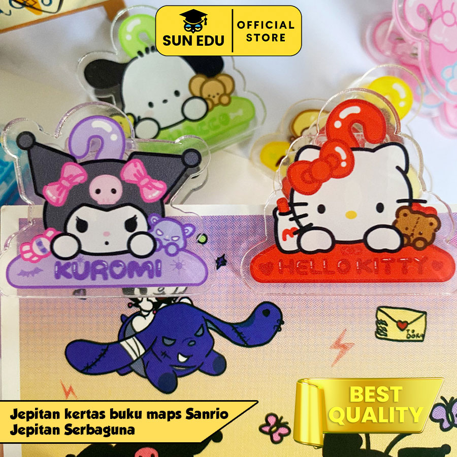 Jual Klip penjepit kertas sanrio/ Transparant paper clip bening dokumen ...