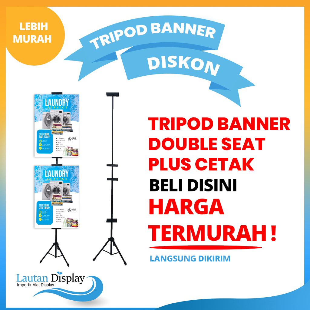 Jual Tripod Stand Banner Sisi Doubble Seat Stand Banner Atas Bawah Cetak Banner Papan