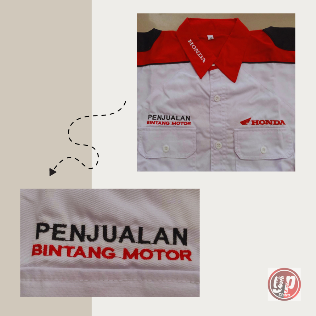 Jasa Tambah Bordir Logo Perusahaan utk Seragam Honda Dealer