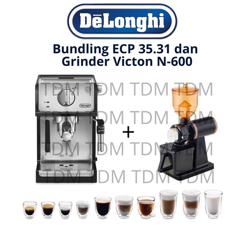 Jual Bundling Mesin Kopi Delonghi ECP 35.31 Grinder Kopi N600