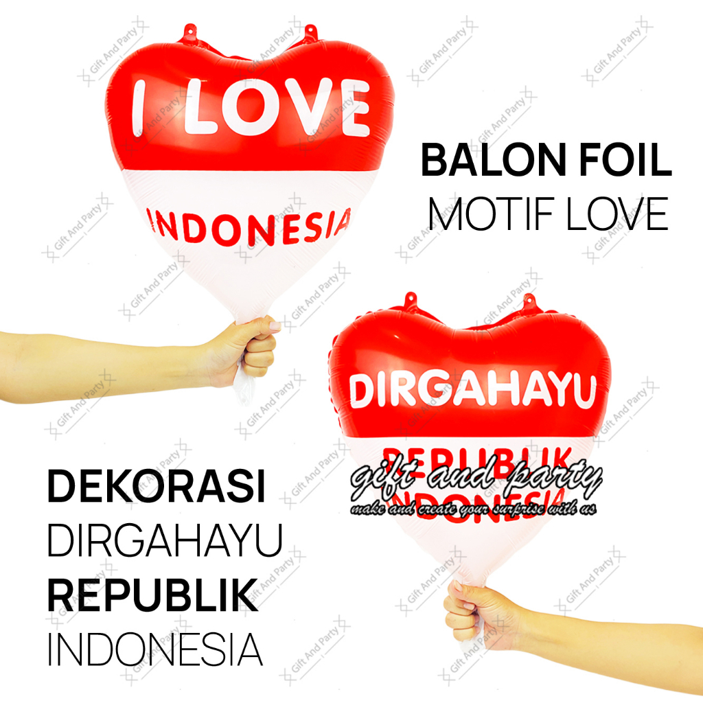 Jual Balon Foil Hut Ri Balon Foil Love Dirgahayu Balon Merah Putih Shopee Indonesia