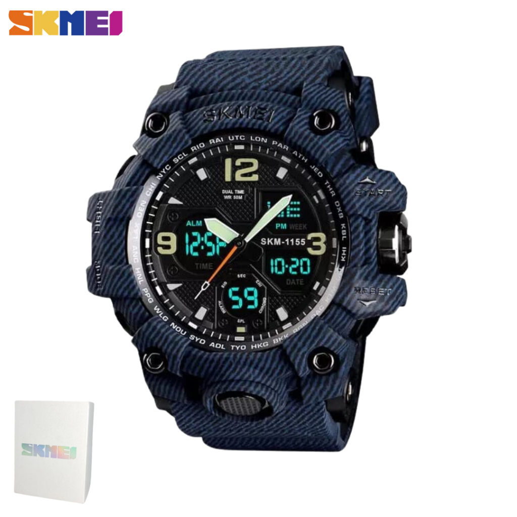 Jual Jam Tangan Double Time Digital Analog SKMEI SK1155 SK 1155 Water resist Tahan Air Rubber Strap Shopee Indonesia