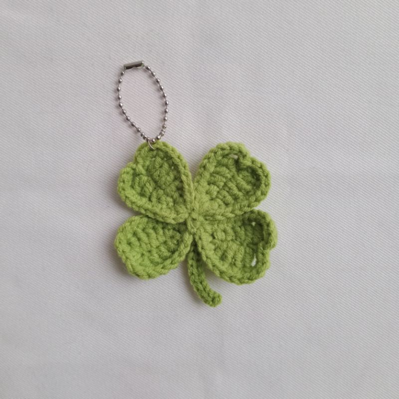 Crochet Four Leaf Clover Keychain