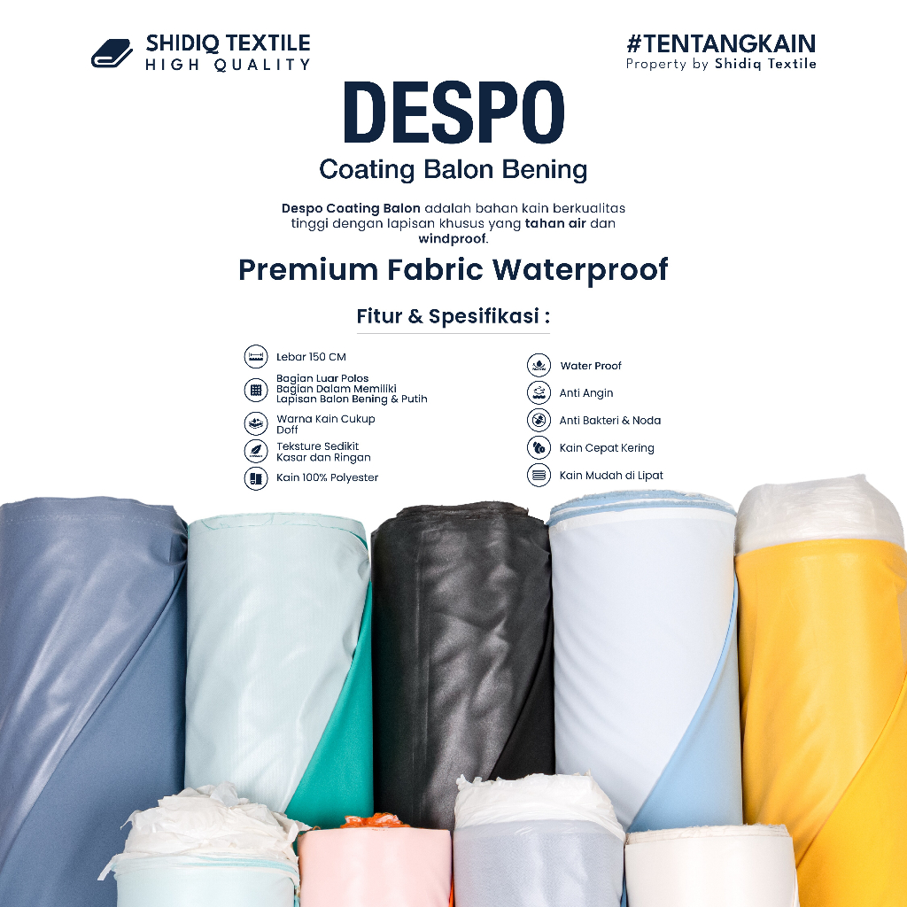 Jual Kain Waterproof Despo Coating Balon Bening 2 ( Bahan Jacket ...