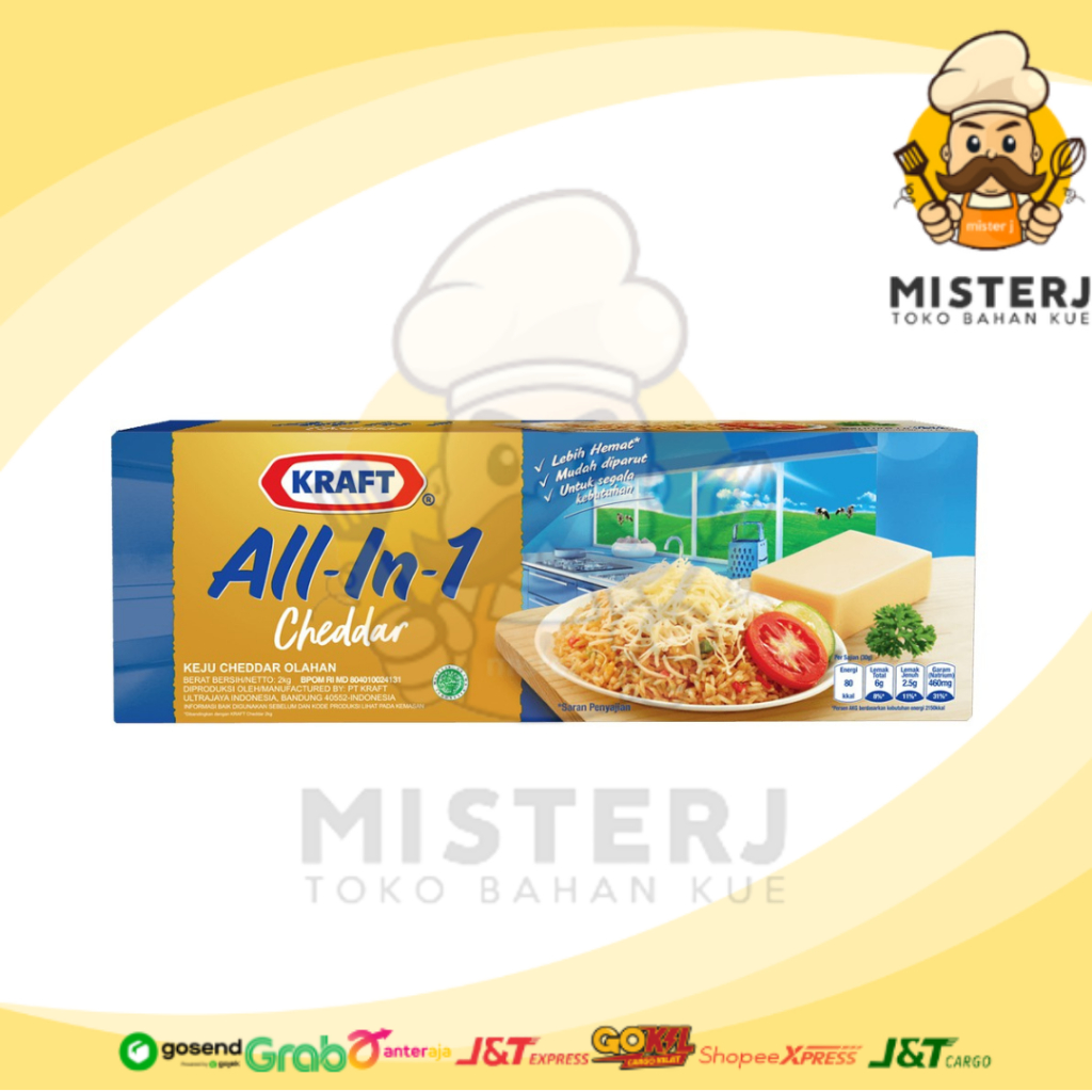 Jual KRAFT Cheddar All In One 2Kg | Keju Cheedar All In One | Kemasan ...