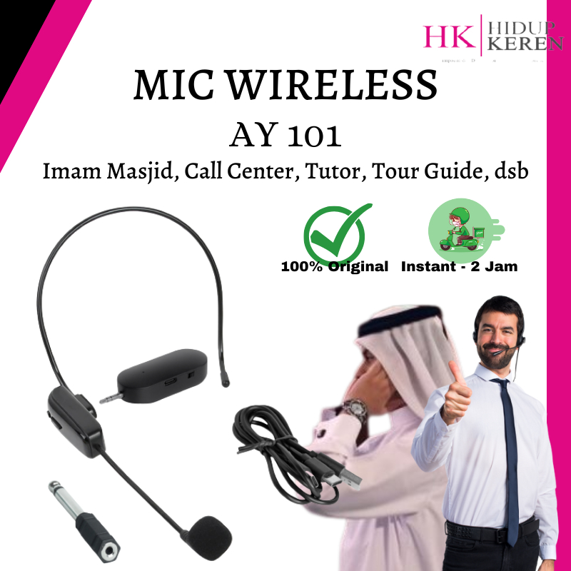 Jual Microphone Mic Clip On Wireless Bando Mikrofon UHF Headset